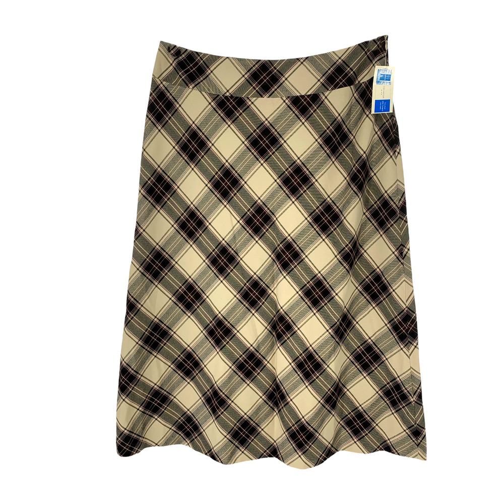 Covington Plaid Midi Skirt - Black and Cream EUC